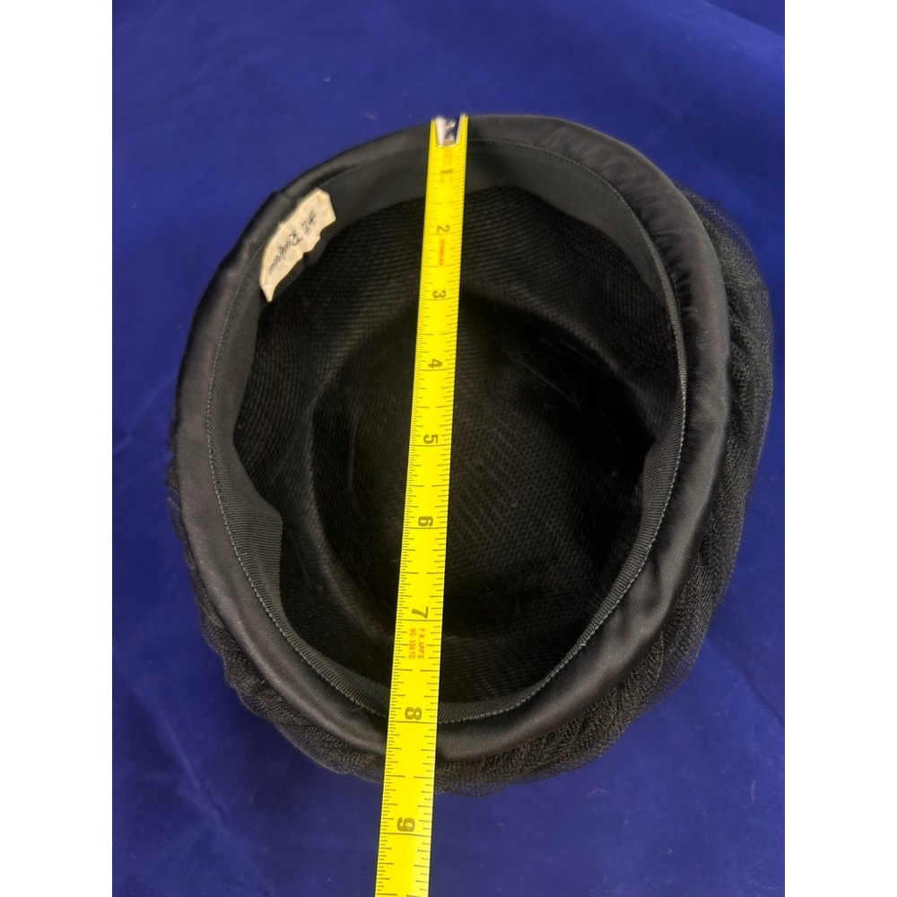 Vintage 1960s Holt Renfrew Black Draped Hat Turban Style Textured Minimalist Hat - Picture 8 of 9